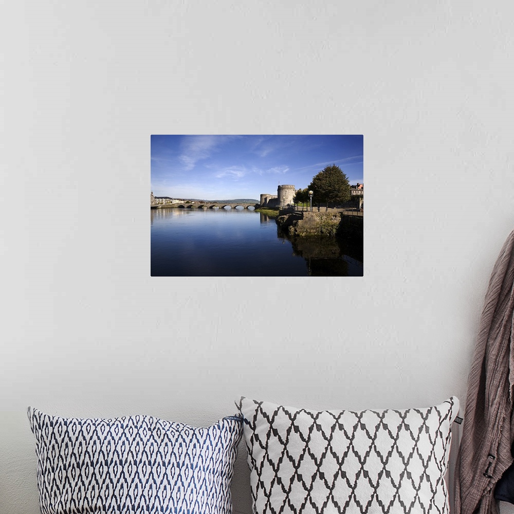 A bohemian room featuring The Thormond Bridge and King Johns Castle, River Shannon, Limerick City, Ireland