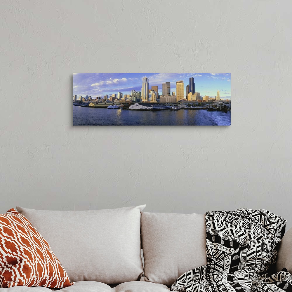 A bohemian room featuring This is the skyline and harbor of Seattle.