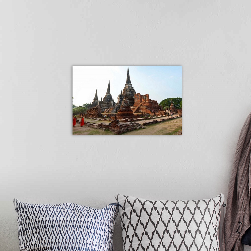 A bohemian room featuring Three stupas of Buddhist temple, Wat Phra Si Sanphet, Ayuthaya, Thailand