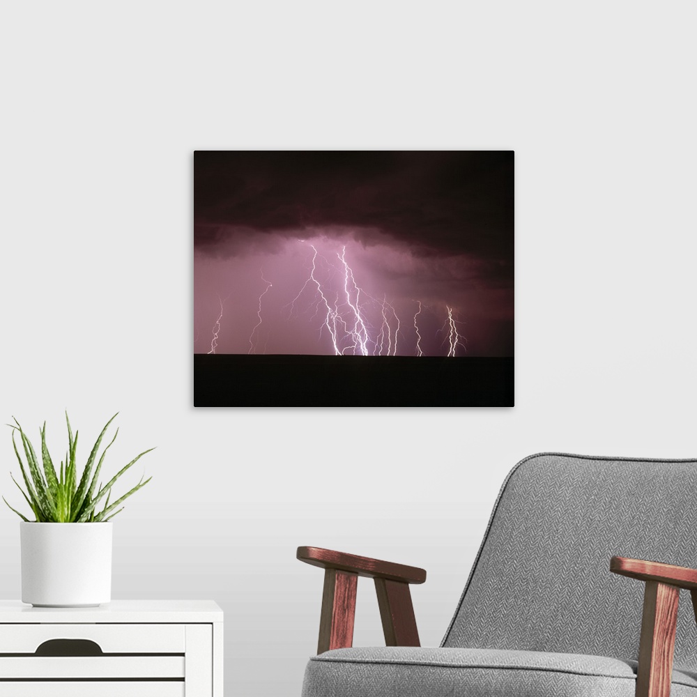 A modern room featuring Thunder Storm in the Sky