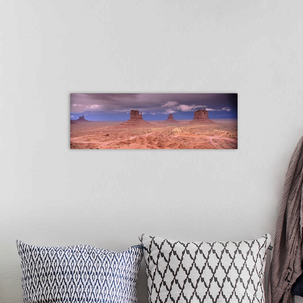 A bohemian room featuring Thunderstorm over a landscape, Monument Valley, San Juan County, Utah,