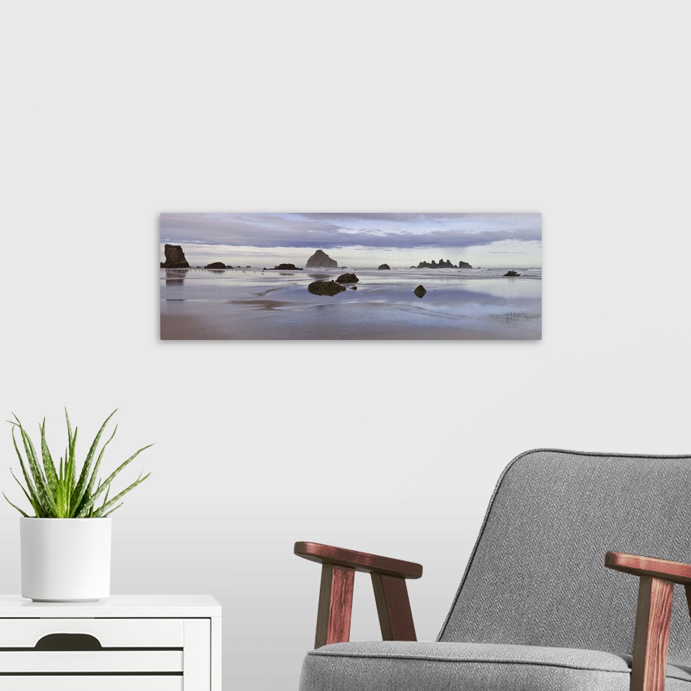 A modern room featuring Tide on the beach, Bandon Beach, Bandon, Coos County, Oregon