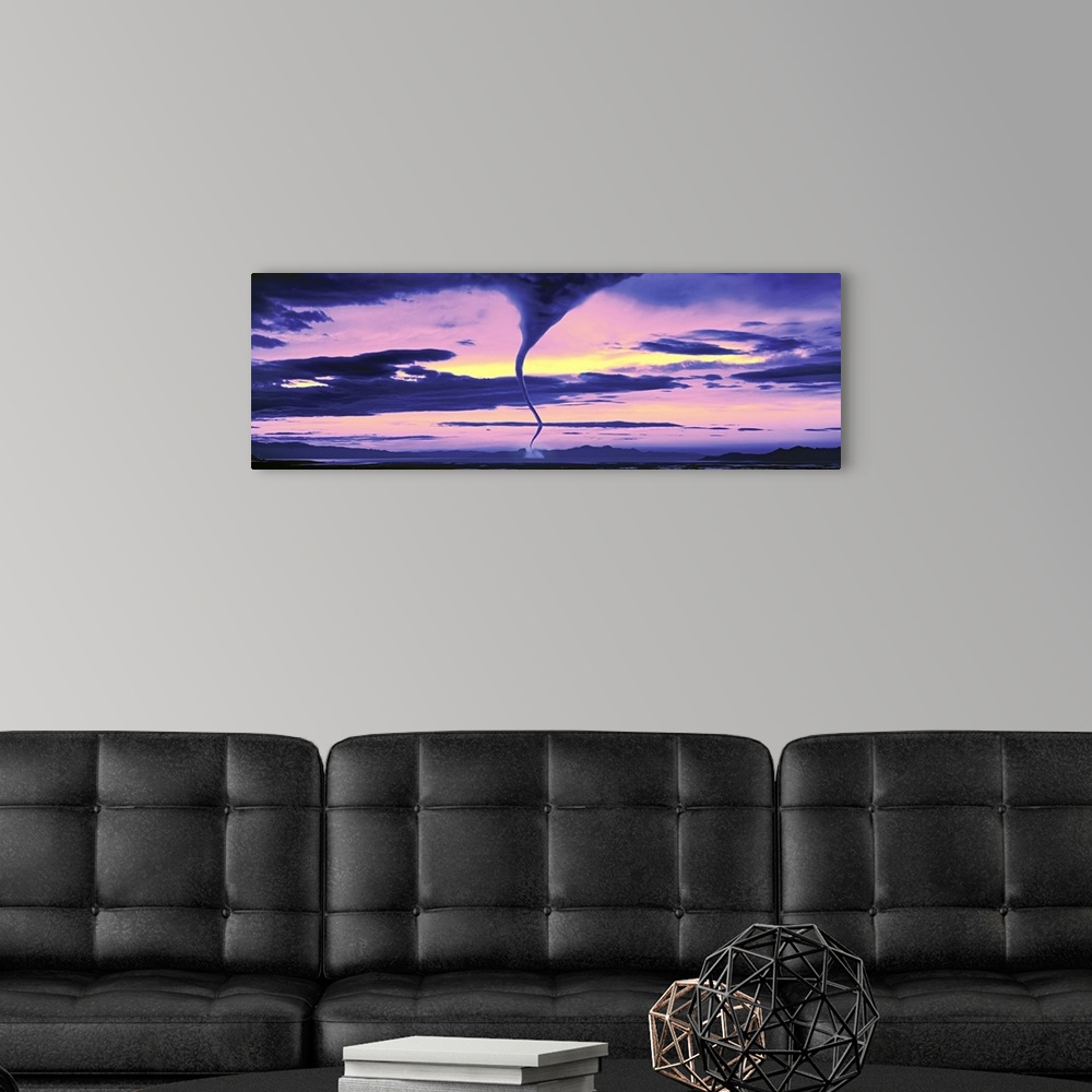 A modern room featuring Tornado in the sky