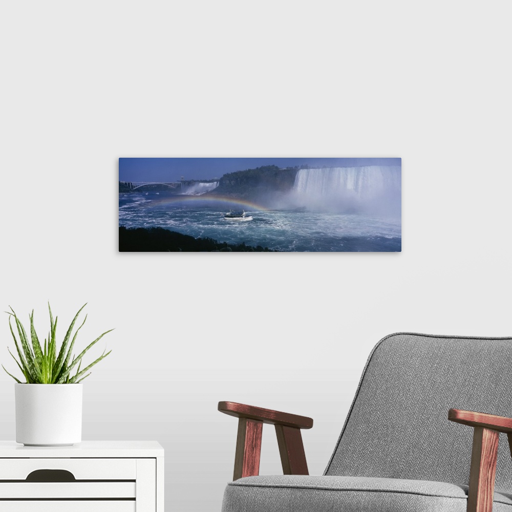A modern room featuring Tourboat near waterfalls, Niagara Falls, Ontario, Canada