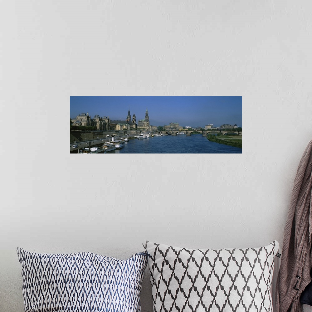 A bohemian room featuring Tourboats in a river, Elbe River, Dresden, Germany