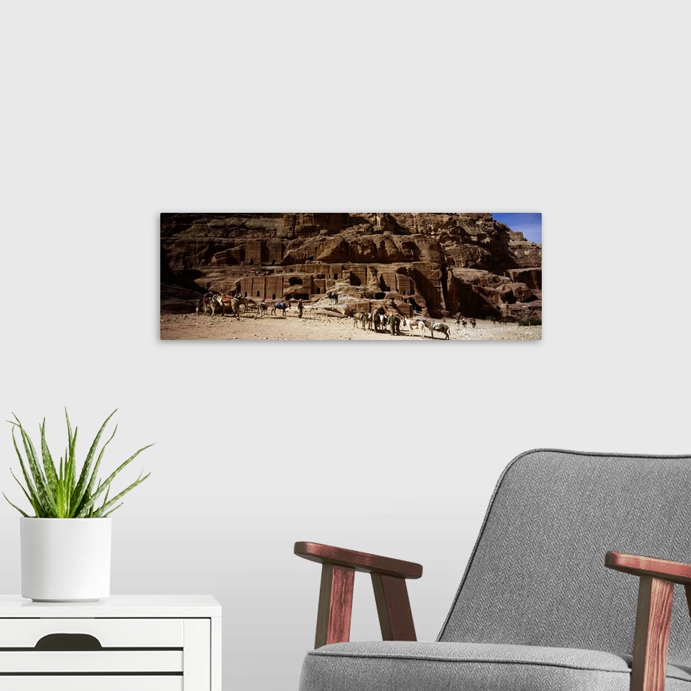 A modern room featuring Tourist at ancient structures, Petra, Jordan