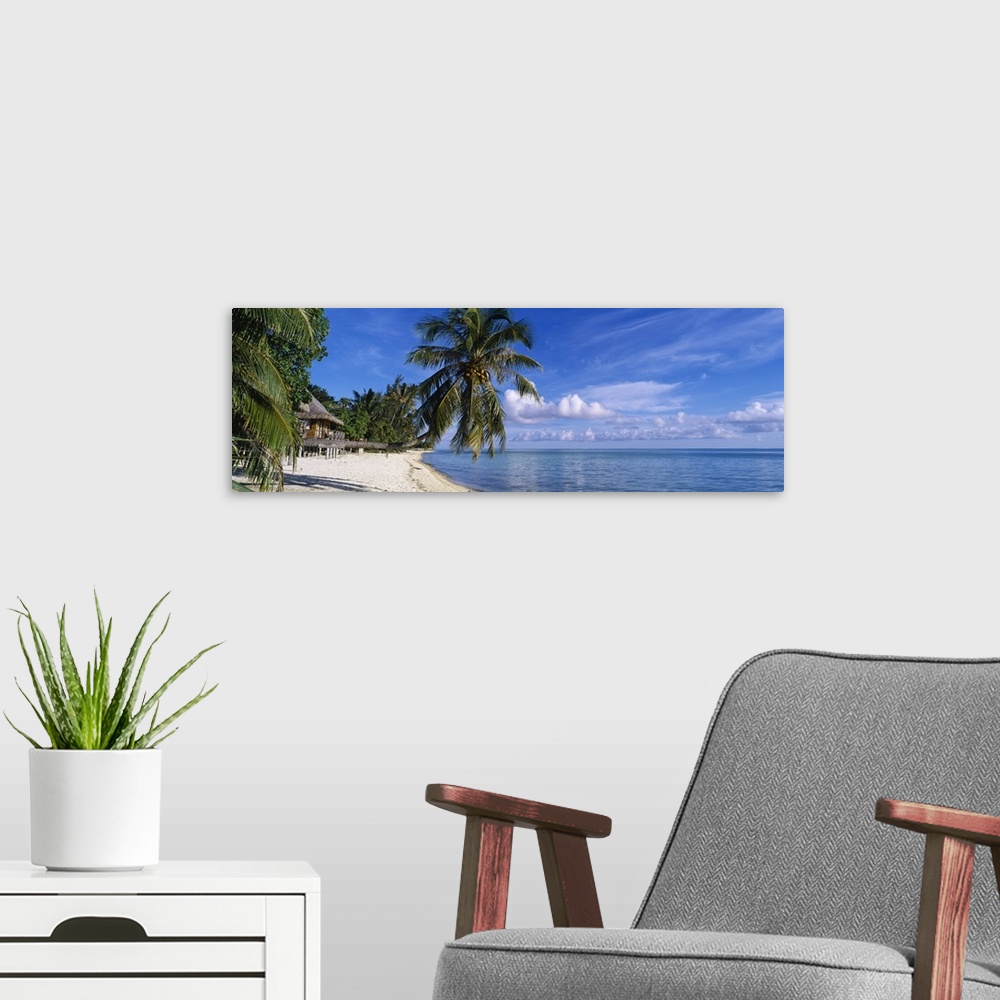 A modern room featuring Tourist resort on the beach, Matira Beach, Bora Bora, French Polynesia