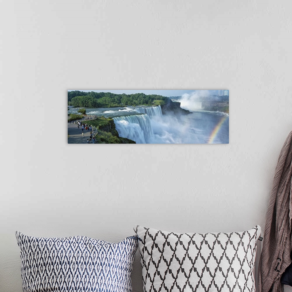 A bohemian room featuring Tourists at a waterfall, Niagara Falls, Niagara River, Niagara County, New York State