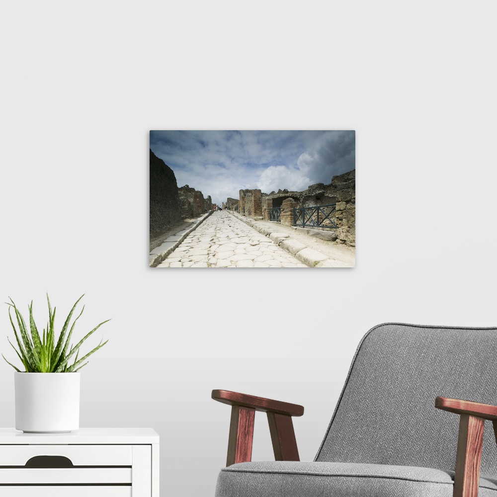 A modern room featuring Tourists at old ruins, Pompeii, Naples, Campania, Italy