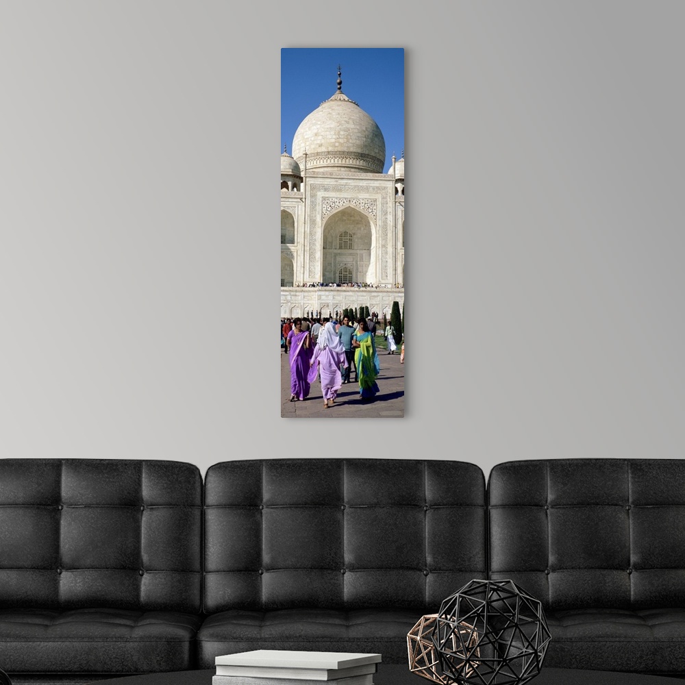 A modern room featuring Tourists in front of a building, Taj Mahal, Agra, Uttar Pradesh, India