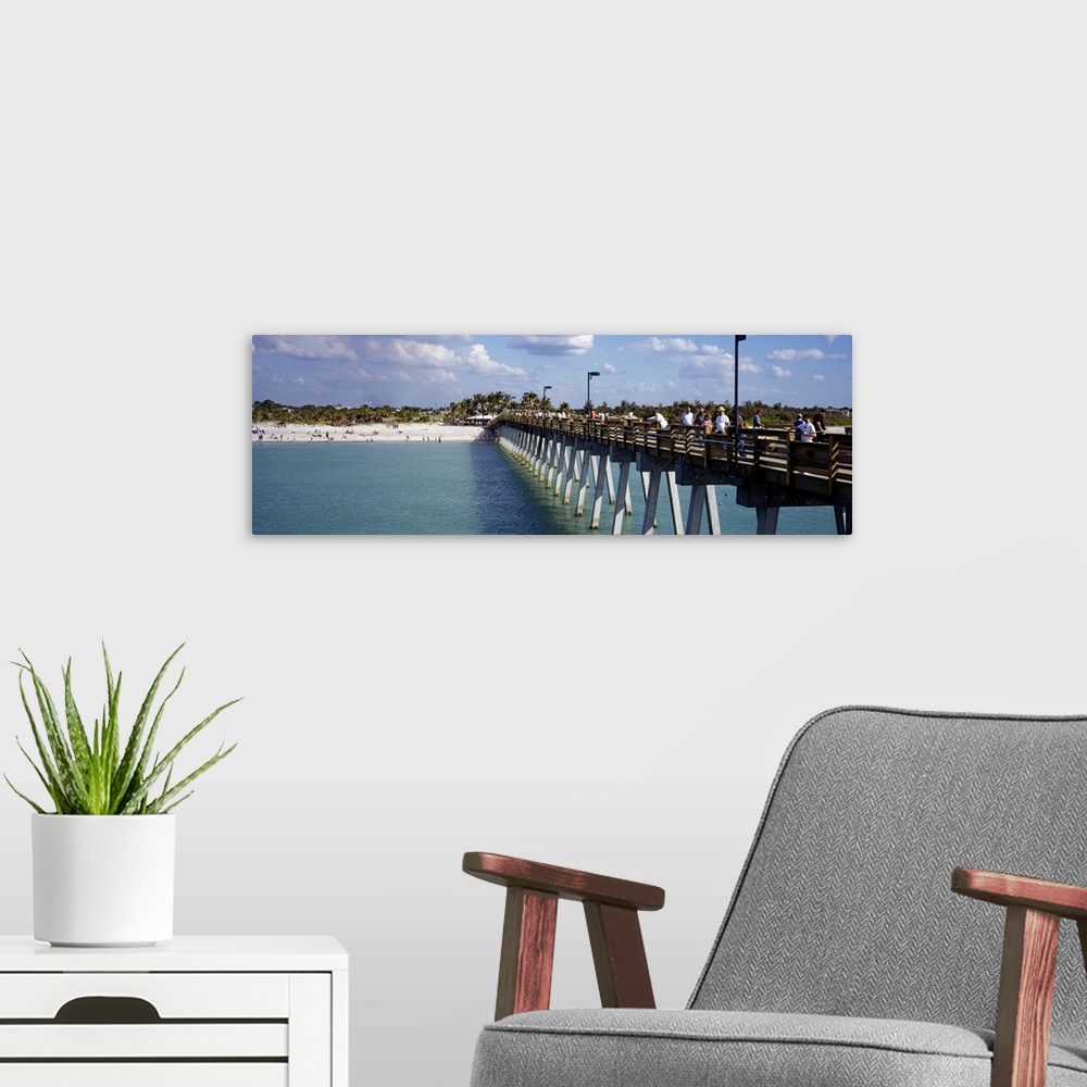 A modern room featuring Tourists on a pier, Gulf of Mexico, Venice, Florida