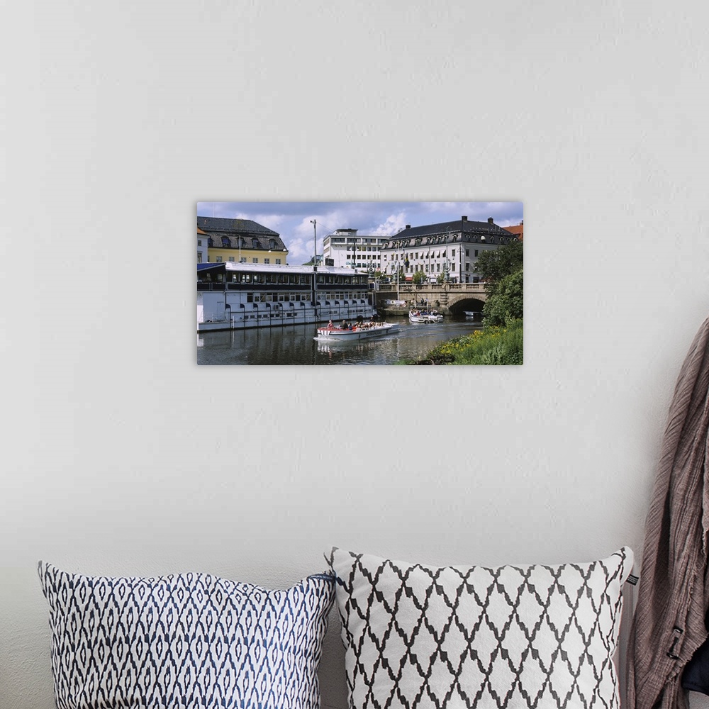 A bohemian room featuring Tourists on boats in a river, Vall Graven Channel, Gothenburg, Sweden