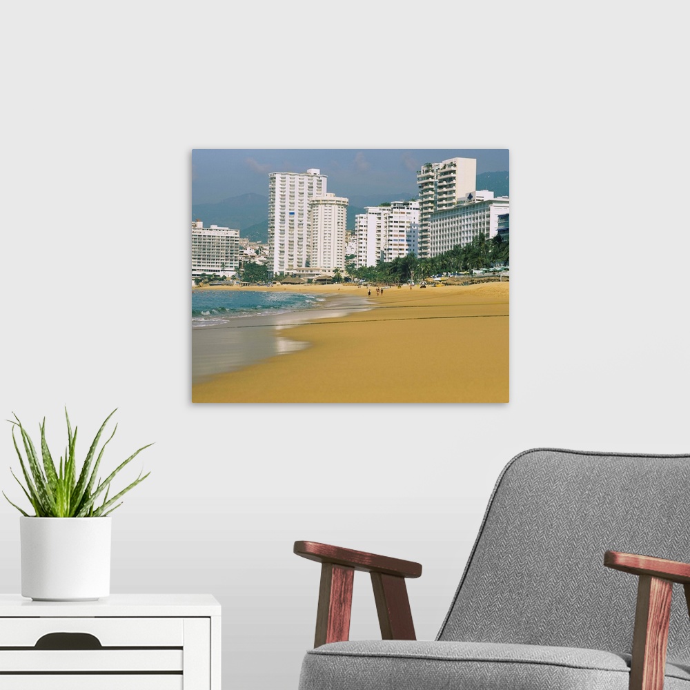 A modern room featuring Tourists on the beach, Acapulco, Guerrero, Mexico