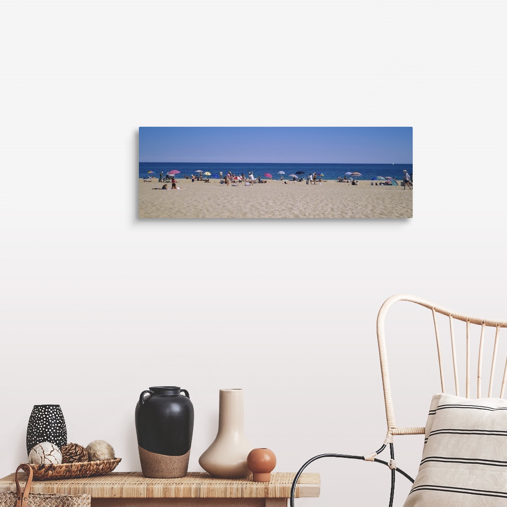 A farmhouse room featuring Tourists on the beach, East Hampton, Long Island, New York State