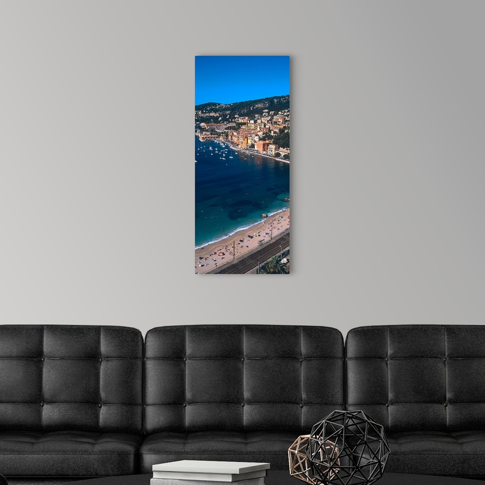 A modern room featuring Tourists on the beach, Villefranche Sur Mer, Alpes Maritimes, Provence Alpes Cote dAzur, France