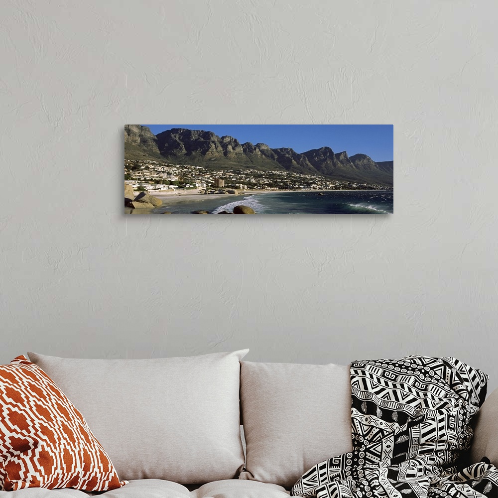 A bohemian room featuring Town at the coast with a mountain range in the background, Twelve Apostle, Camps Bay, Cape Town, ...