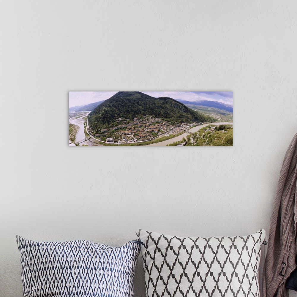 A bohemian room featuring Town near a mountain, Berat, Albania