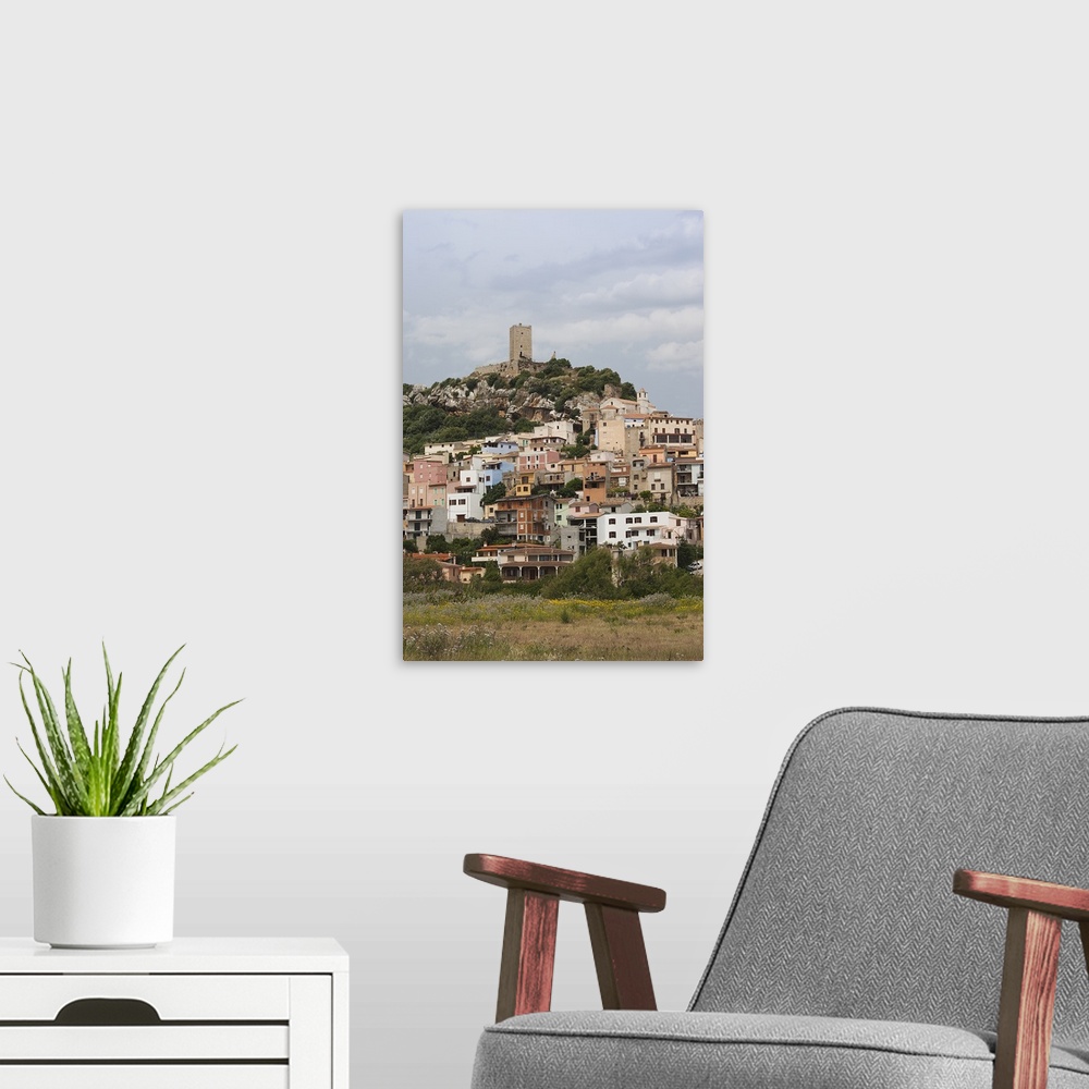 A modern room featuring Town on a hill, Posada, Golfo di Orosei, Sardinia, Italy