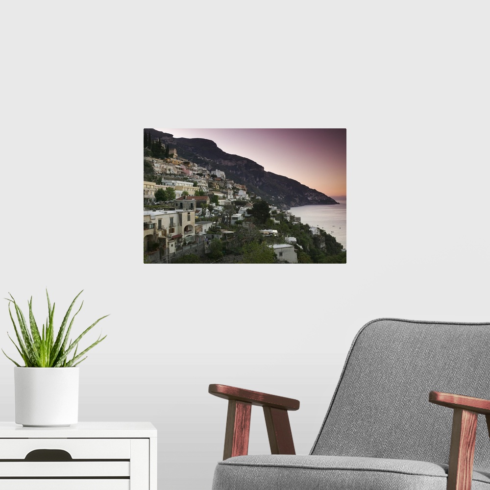 A modern room featuring Town on the hillside, Positano, Salerno, Campania, Italy