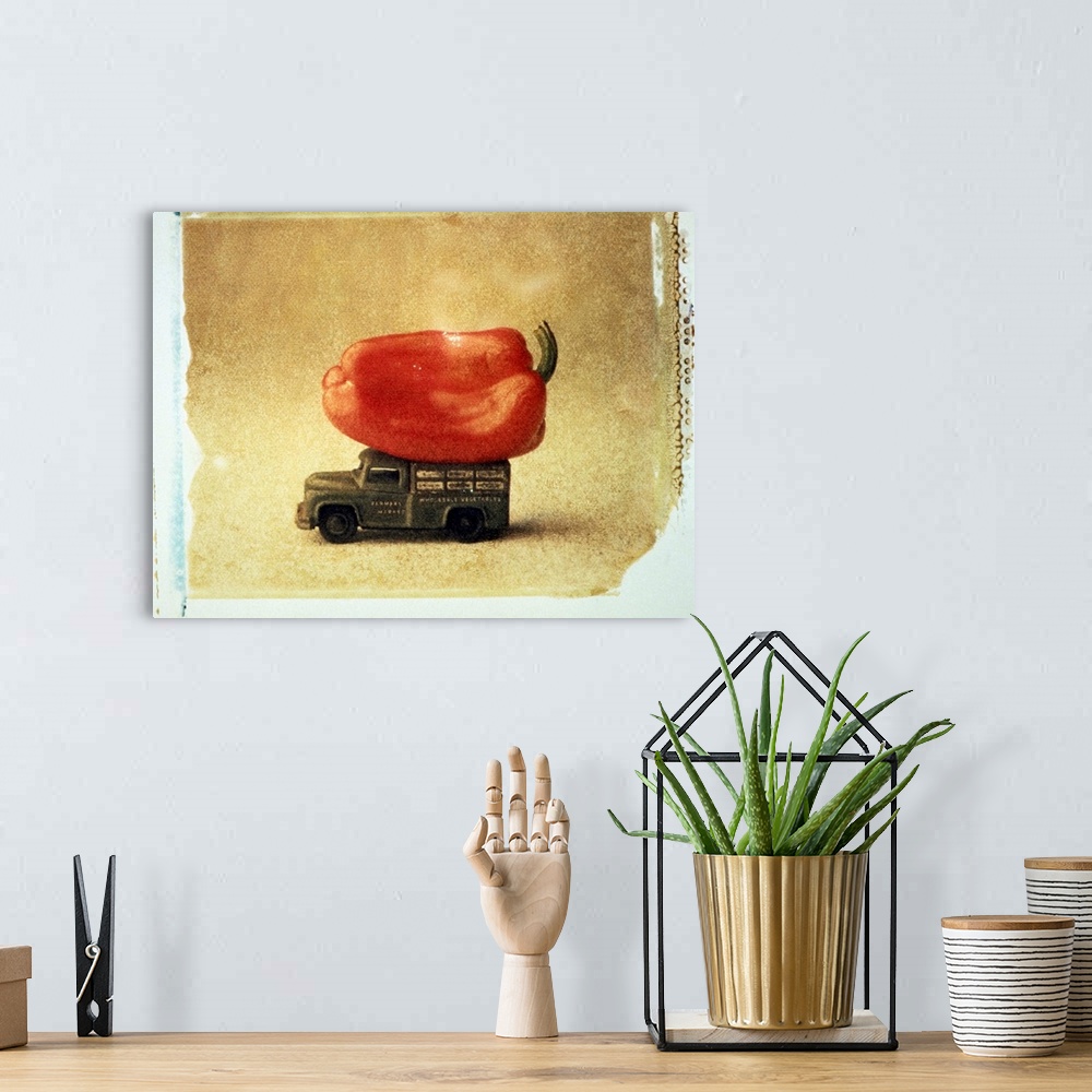 A bohemian room featuring Toy truck carrying red pepper