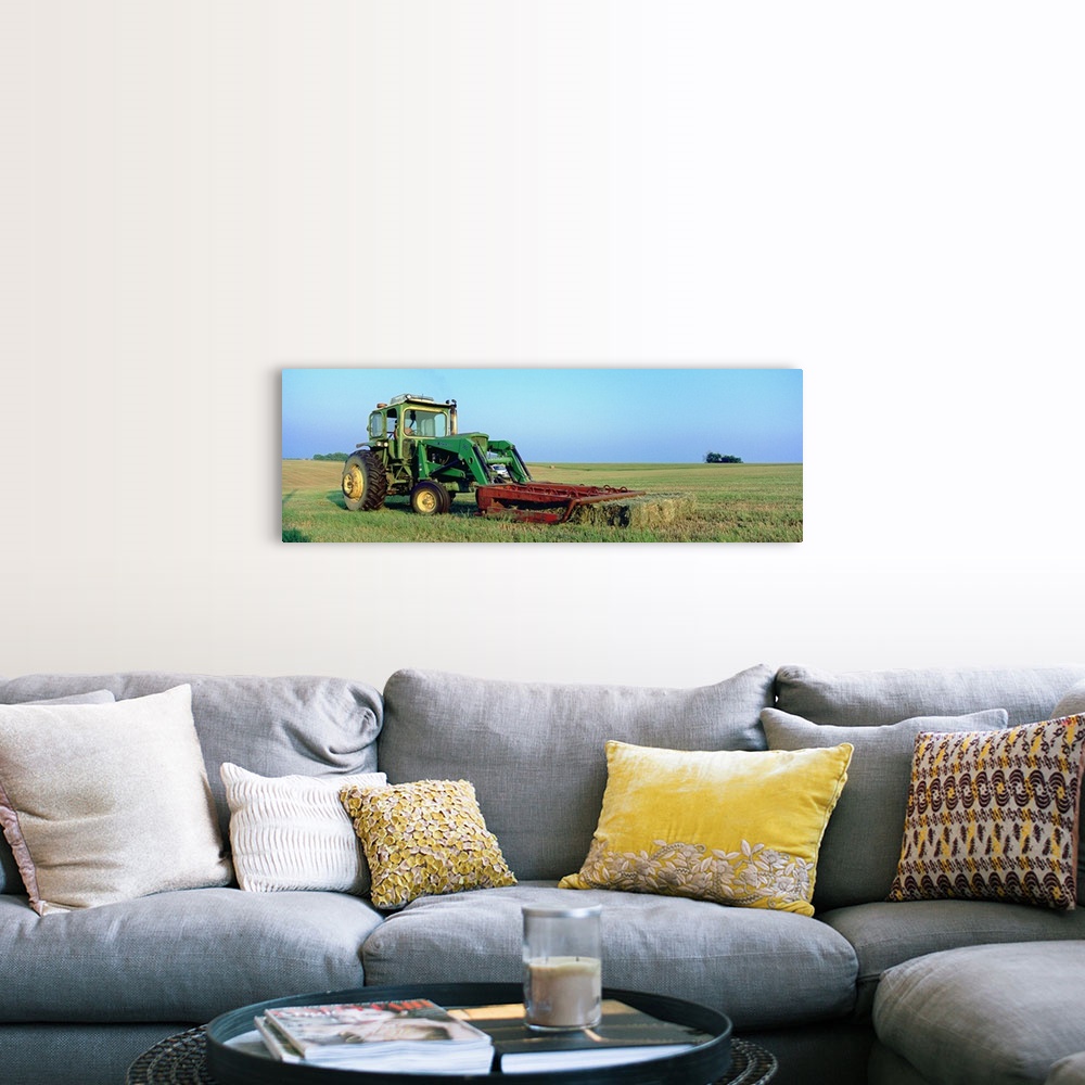 A farmhouse room featuring Tractor in a hay field, Jackson County, Kansas