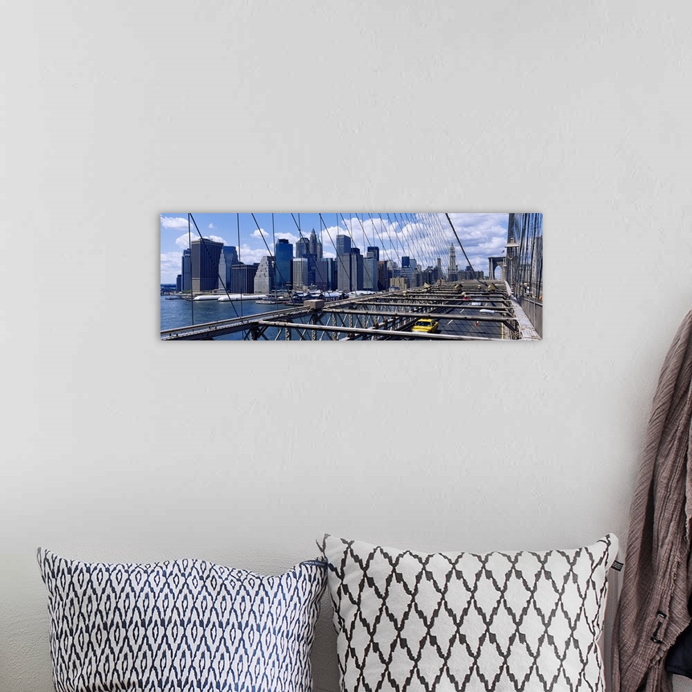 A bohemian room featuring Traffic on a bridge, Brooklyn Bridge, Manhattan, New York City, New York State