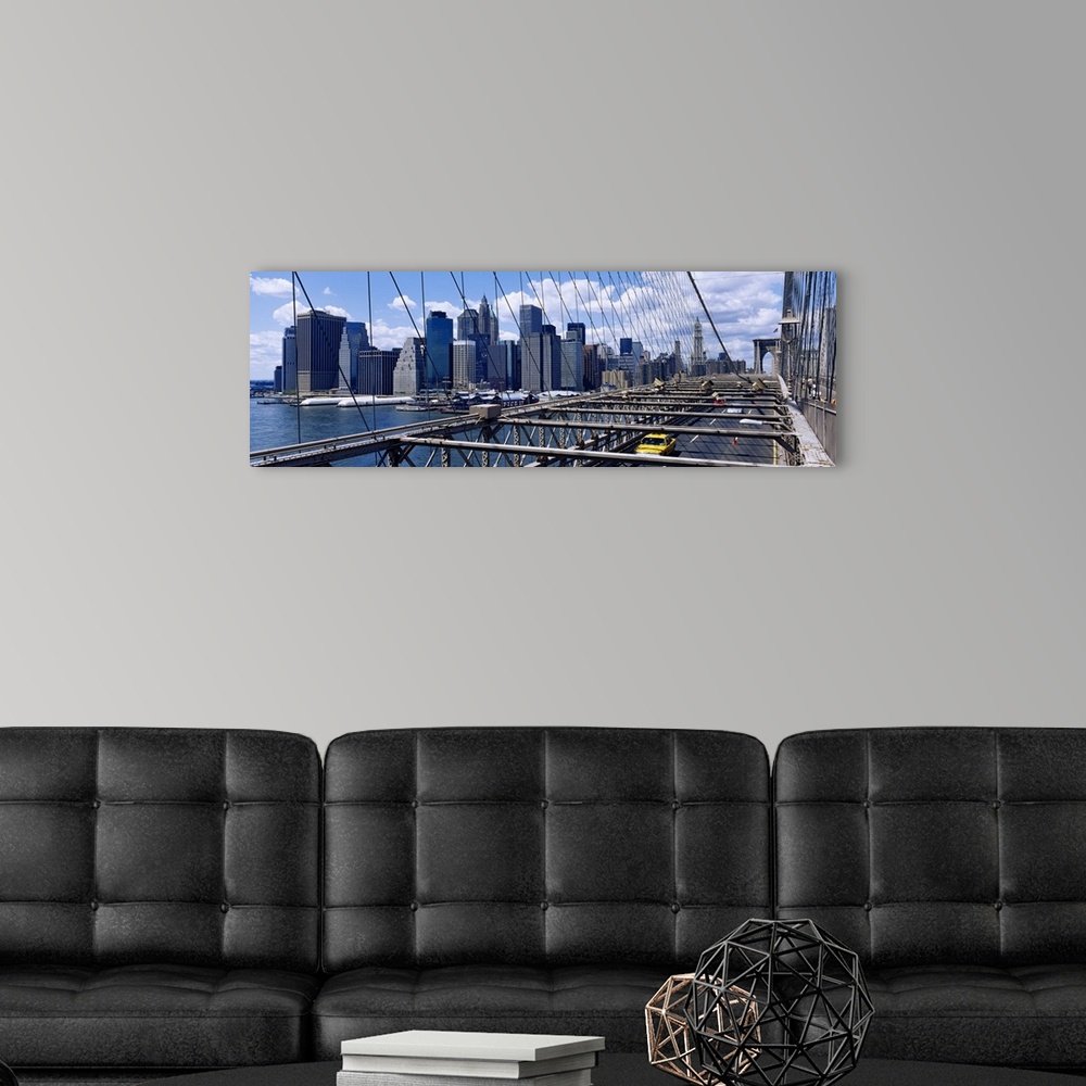A modern room featuring Traffic on a bridge, Brooklyn Bridge, Manhattan, New York City, New York State