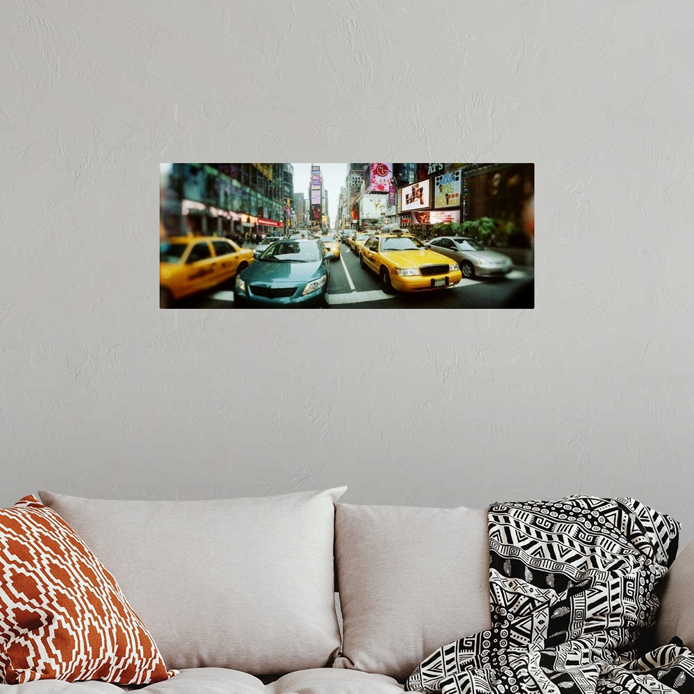 A bohemian room featuring Traffic on a road Times Square Manhattan New York City New York State