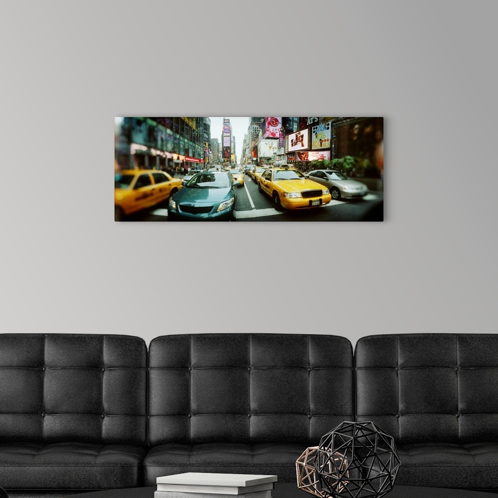 A modern room featuring Traffic on a road Times Square Manhattan New York City New York State