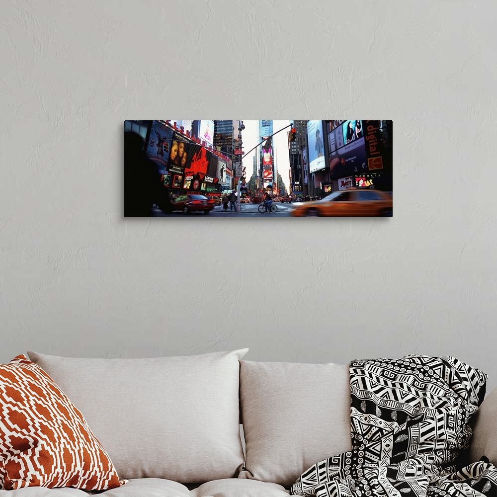 A bohemian room featuring Panorama of Times Square in downtown New York City.