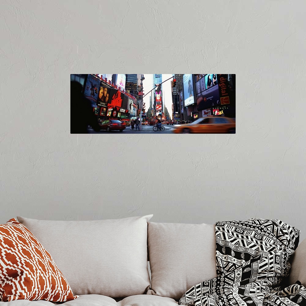 A bohemian room featuring Panorama of Times Square in downtown New York City.
