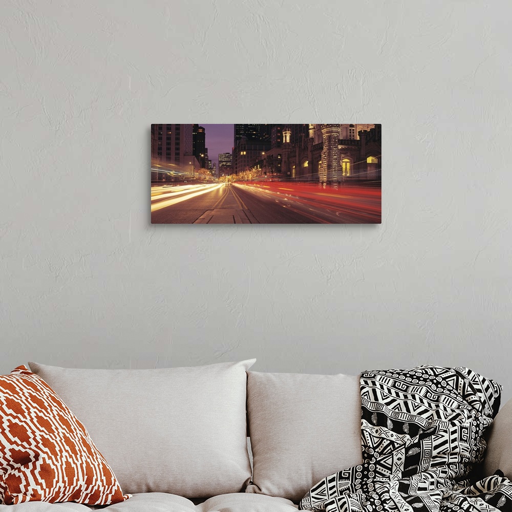 A bohemian room featuring Traffic on the road at dusk Michigan Avenue Chicago Cook County Illinois