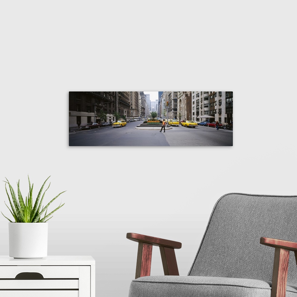 A modern room featuring Traffic on the road in a city, Park Avenue, Manhattan, New York City, New York State, USA, (about...