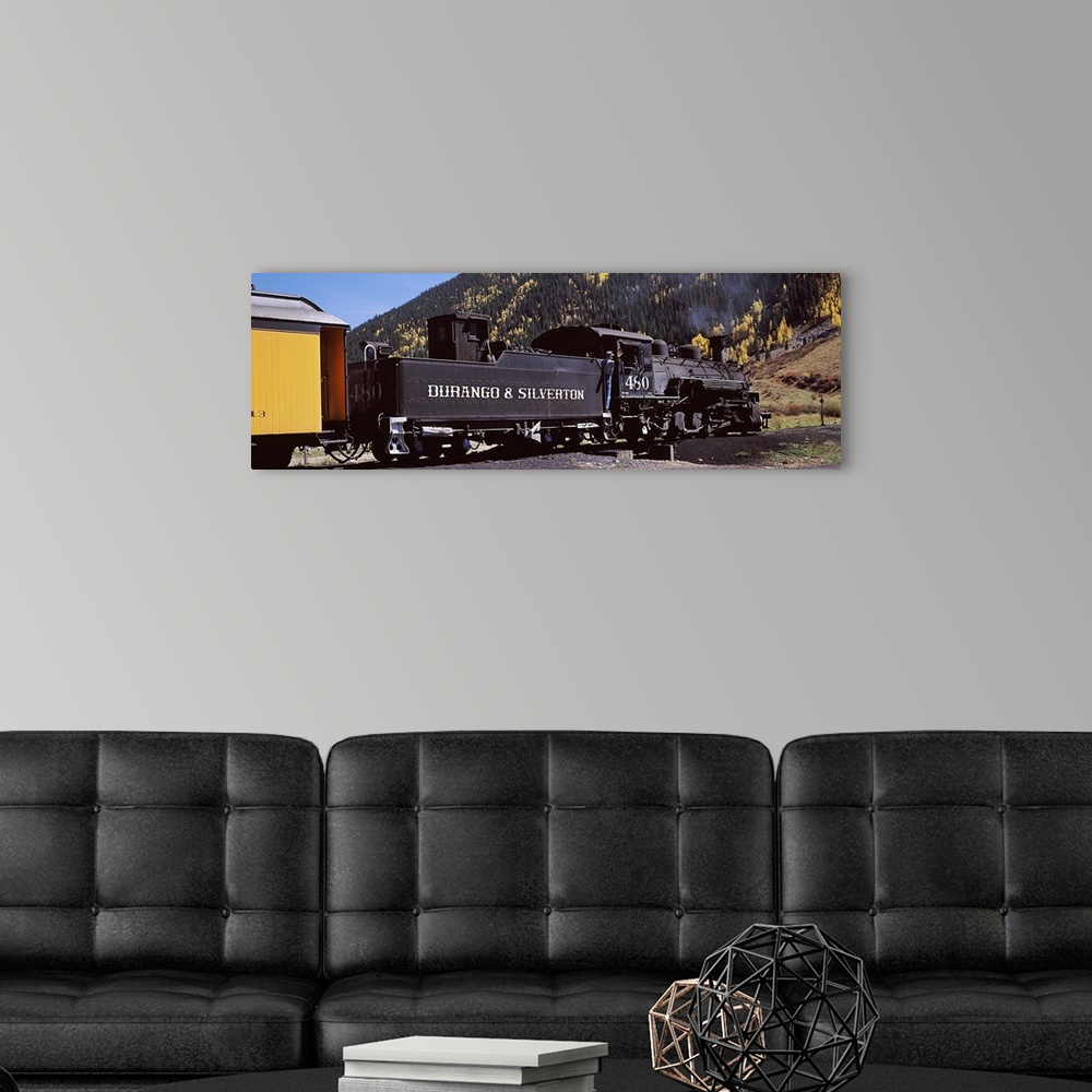 A modern room featuring Train on a railroad track, Durango And Silverton Narrow Gauge Railroad, Ridgway, Ouray County, Co...