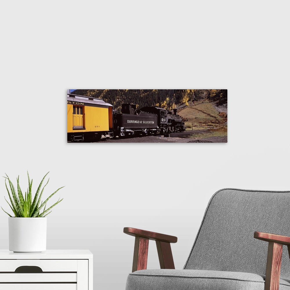 A modern room featuring Train on a railroad track, Durango And Silverton Narrow Gauge Railroad, Silverton, San Juan Count...