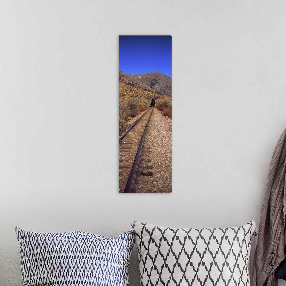 A bohemian room featuring Train on a railroad track, Durango And Silverton Narrow Gauge Railroad, Silverton, San Juan Count...