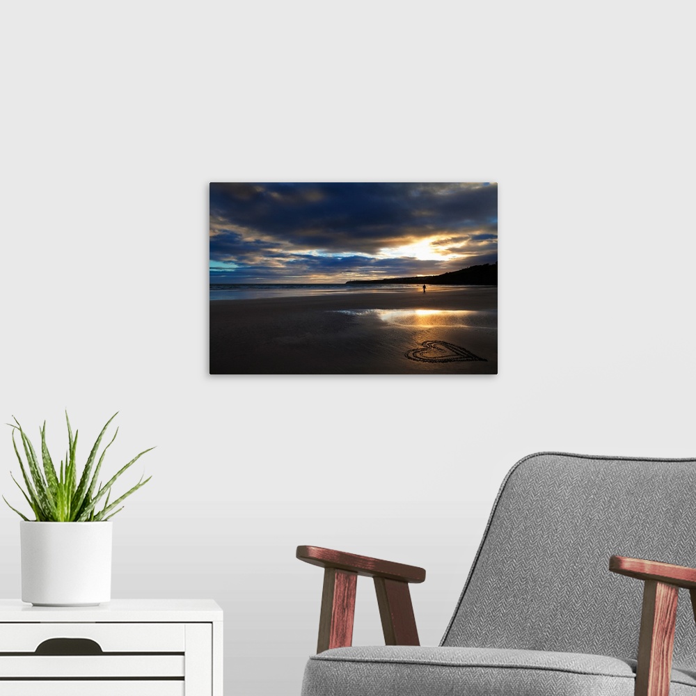 A modern room featuring Tramore Beach at Sunset, County Waterford, Ireland