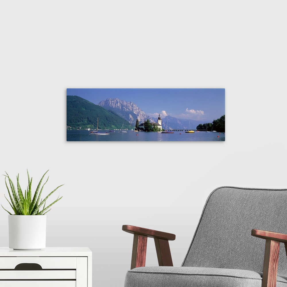 A modern room featuring Traunsee Lake Gmunden Austria
