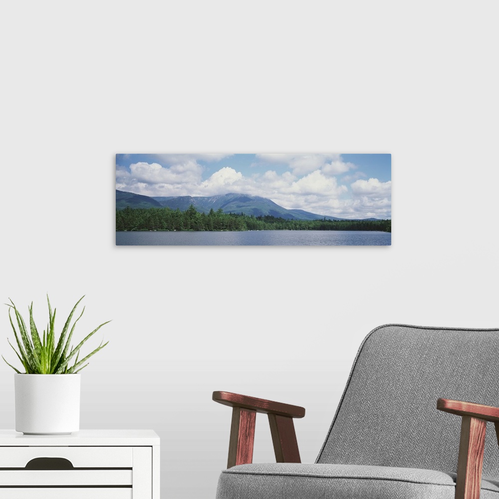 A modern room featuring Trees along a pond, Daicy Pond, Baxter State Park, Maine