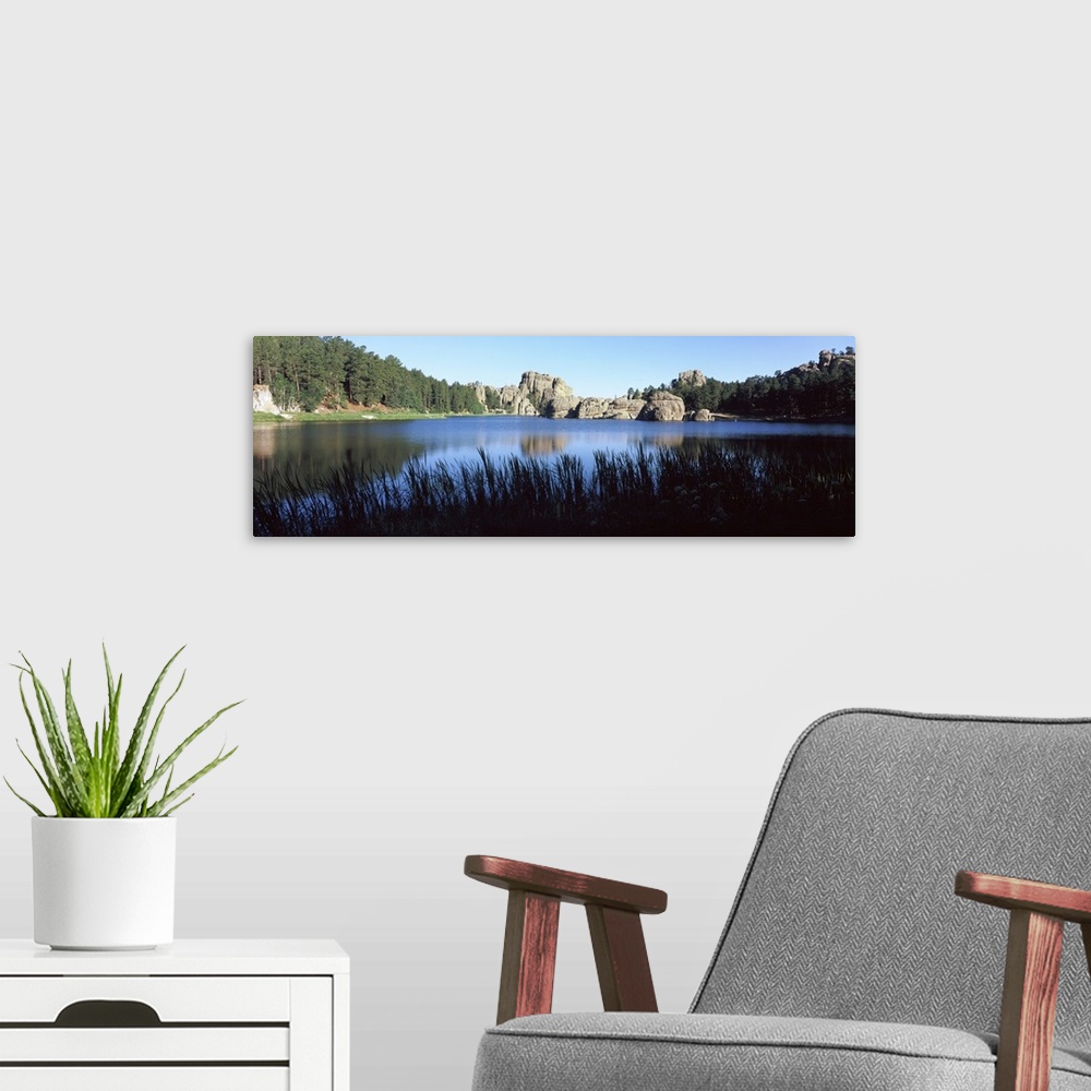 A modern room featuring Trees around the lake, Sylvan Lake, Black Hills, Custer State Park, Custer County, South Dakota,