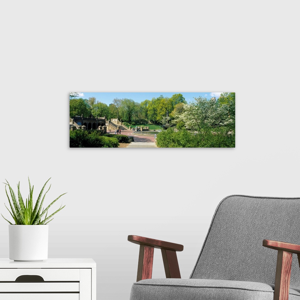 A modern room featuring Great springtime panorama of NYC's central park with trees just beginning to bloom