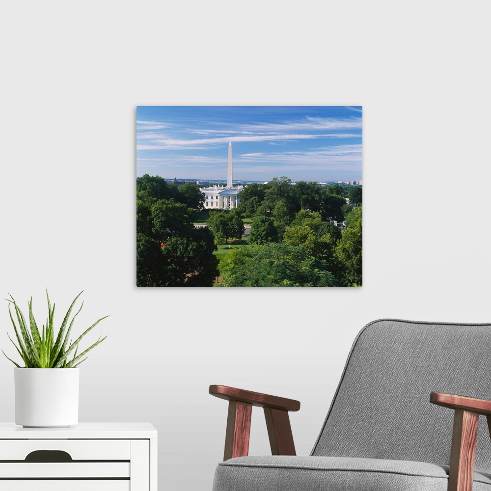 A modern room featuring Trees in front of a government building, White House, Washington DC