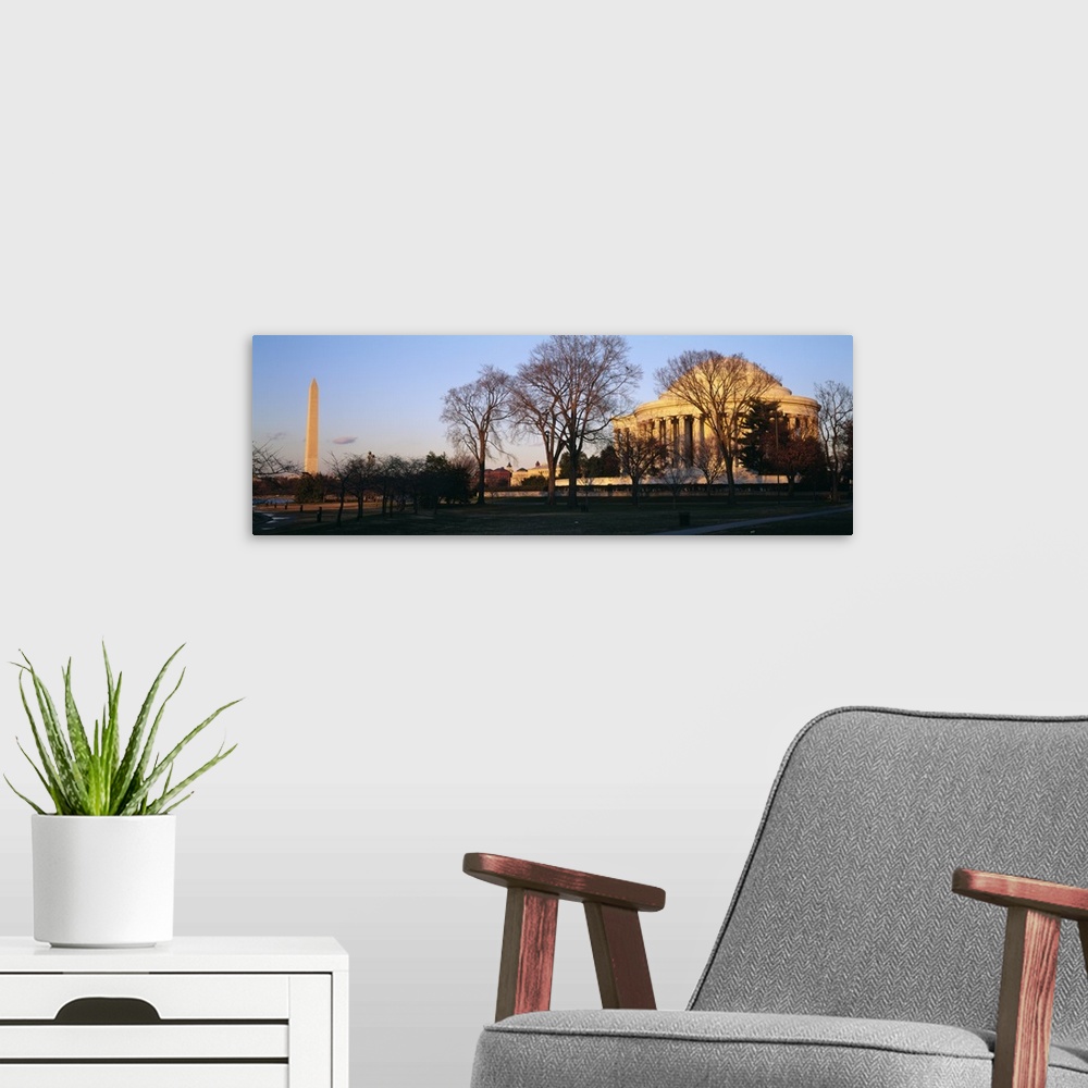 A modern room featuring Trees in front of a monument, Jefferson Memorial, Washington DC