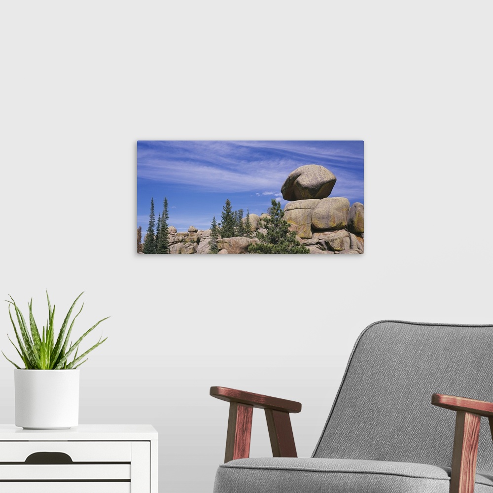 A modern room featuring Trees near rock formations, Vedauwoo, Medicine Bow National Forest, Wyoming