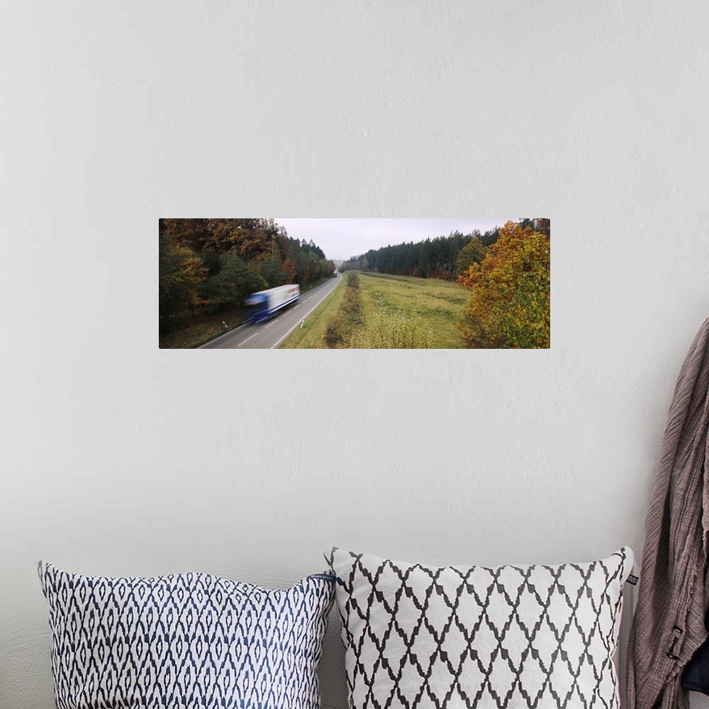 A bohemian room featuring Truck on a road, Fall, Baden-Wurttemberg, Germany