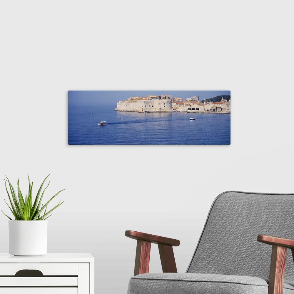 A modern room featuring Two boats in the sea, Dubrovnik, Croatia