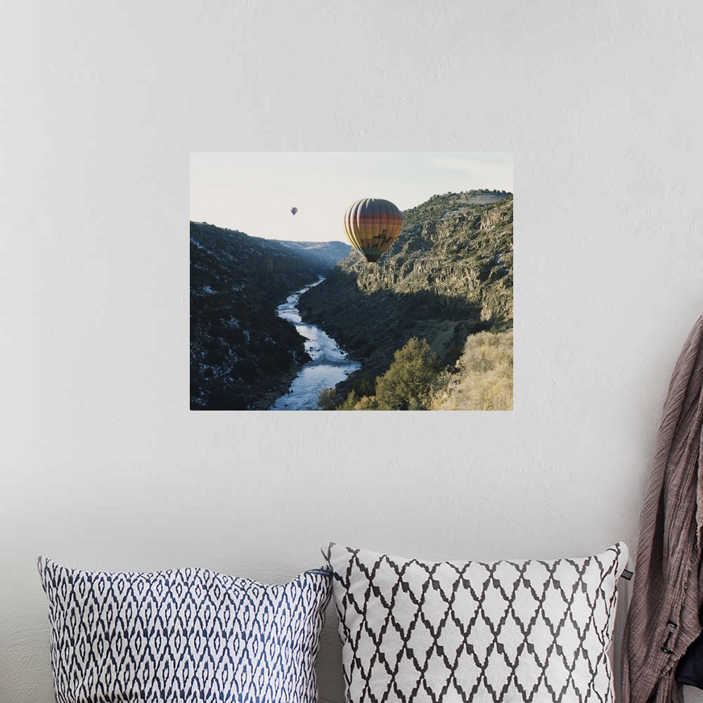 A bohemian room featuring Two hot air balloons in the sky, Taos County, New Mexico
