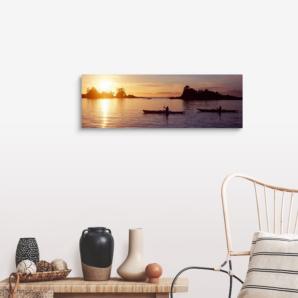 A farmhouse room featuring Sea Kayakers, Sunset, Broken Islands, Pacific Rim National Park, British Columbia, Canada