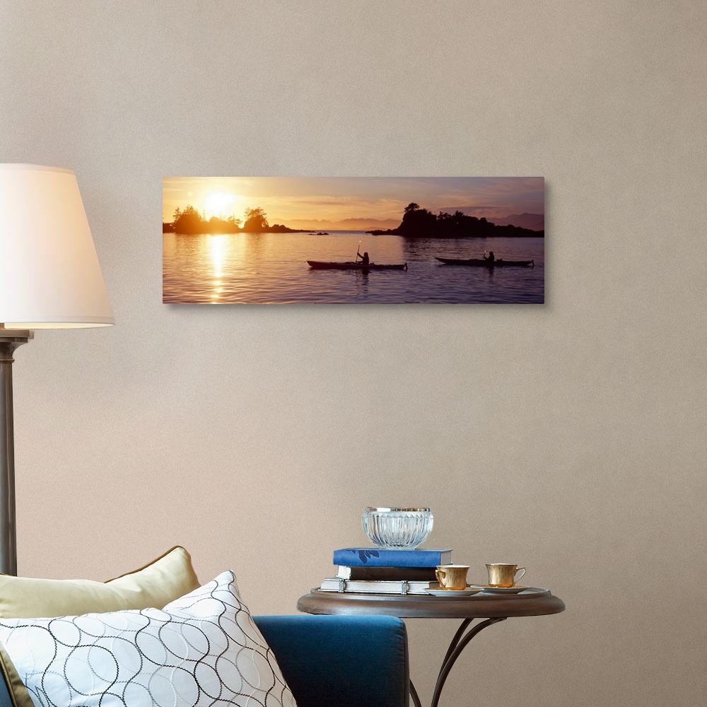 A traditional room featuring Sea Kayakers, Sunset, Broken Islands, Pacific Rim National Park, British Columbia, Canada