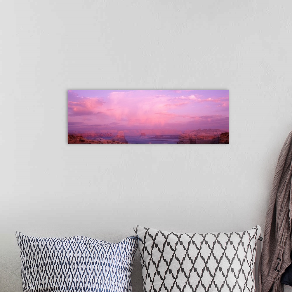 A bohemian room featuring Utah, Lake Powell at sunset with storm clouds